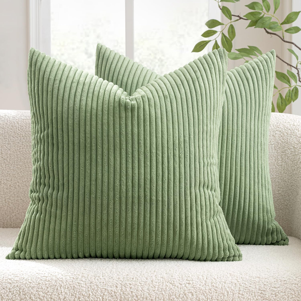 MIULEE Fall Decorative Corduroy Throw Pillow Covers Set of 2 20x20 Orange