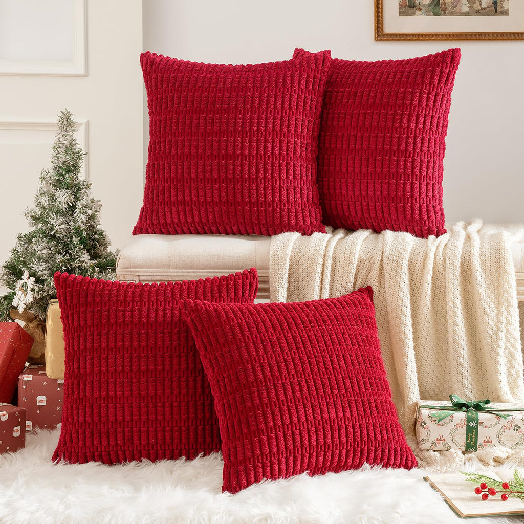MIULEE Pack of 4 Corduroy Decorative Throw Pillow Covers 18x18 Inch Brown