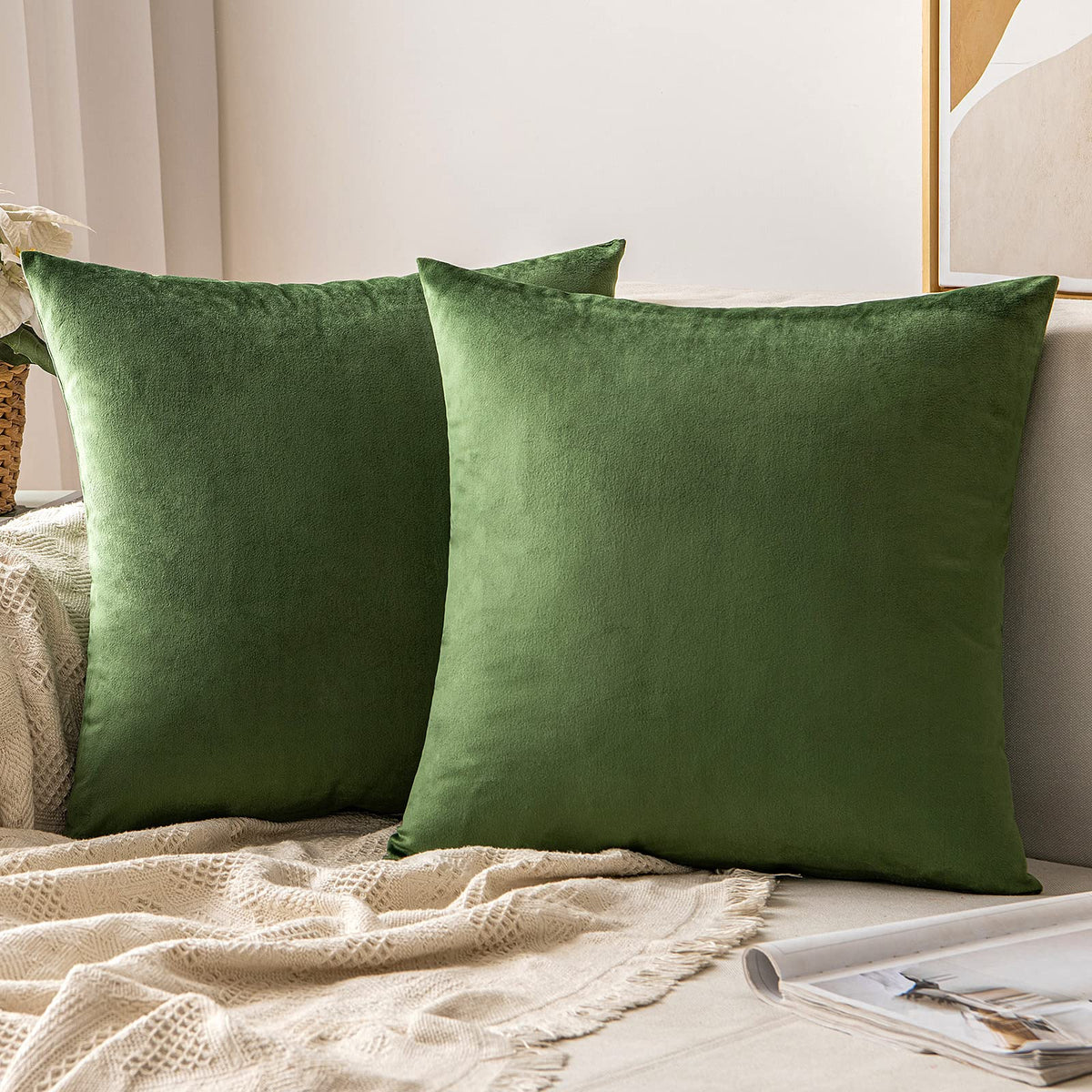MIULEE Velvet Fall Throw Pillow Covers 20x20 Inch Pack of 2 Burnt Orange