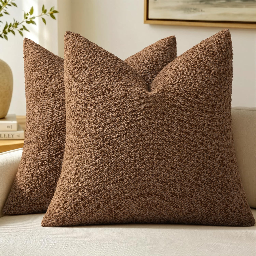 MIULEE 20x20 Decorative Boucle Couch Pillow Covers Beige