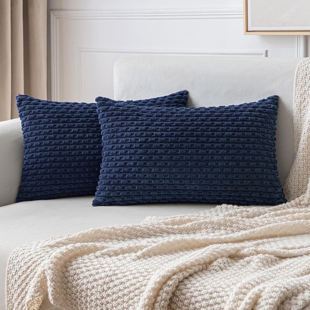 MIULEE Decorative Throw Pillow Covers 18x18 Sage Green Textured Corduroy
