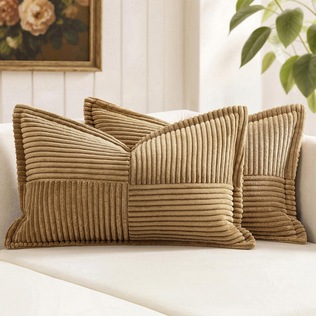 MIULEE Decorative Throw Pillow Covers for Couch 18x18 Inch Beige 2 Pack