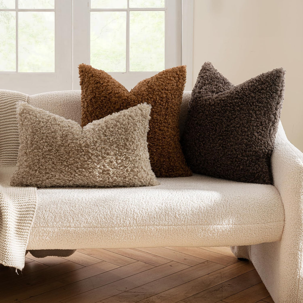 MIULEE Decorative Faux Fur Pillow Covers Sherpa 18x18 Chocolate