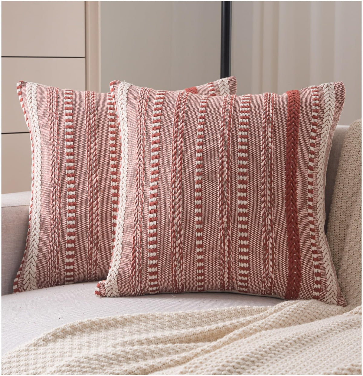 Cethom Boho Throw Pillow Covers 18x18 Inch Set of 2, Farmhouse Decorative Couch Pillow Cases, Navy Blue Accent Pillows of Bed, Sofa Bedroom Living Room Home Decor Cushion Cover