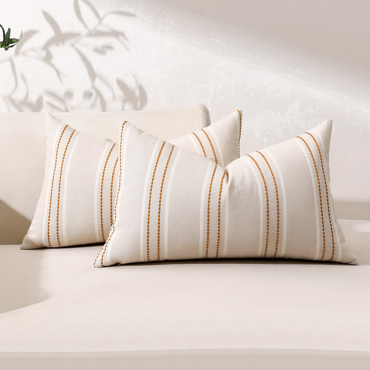Hckot Decorative Throw Pillow Covers 20x20 Set of 2 Striped Pillow Covers