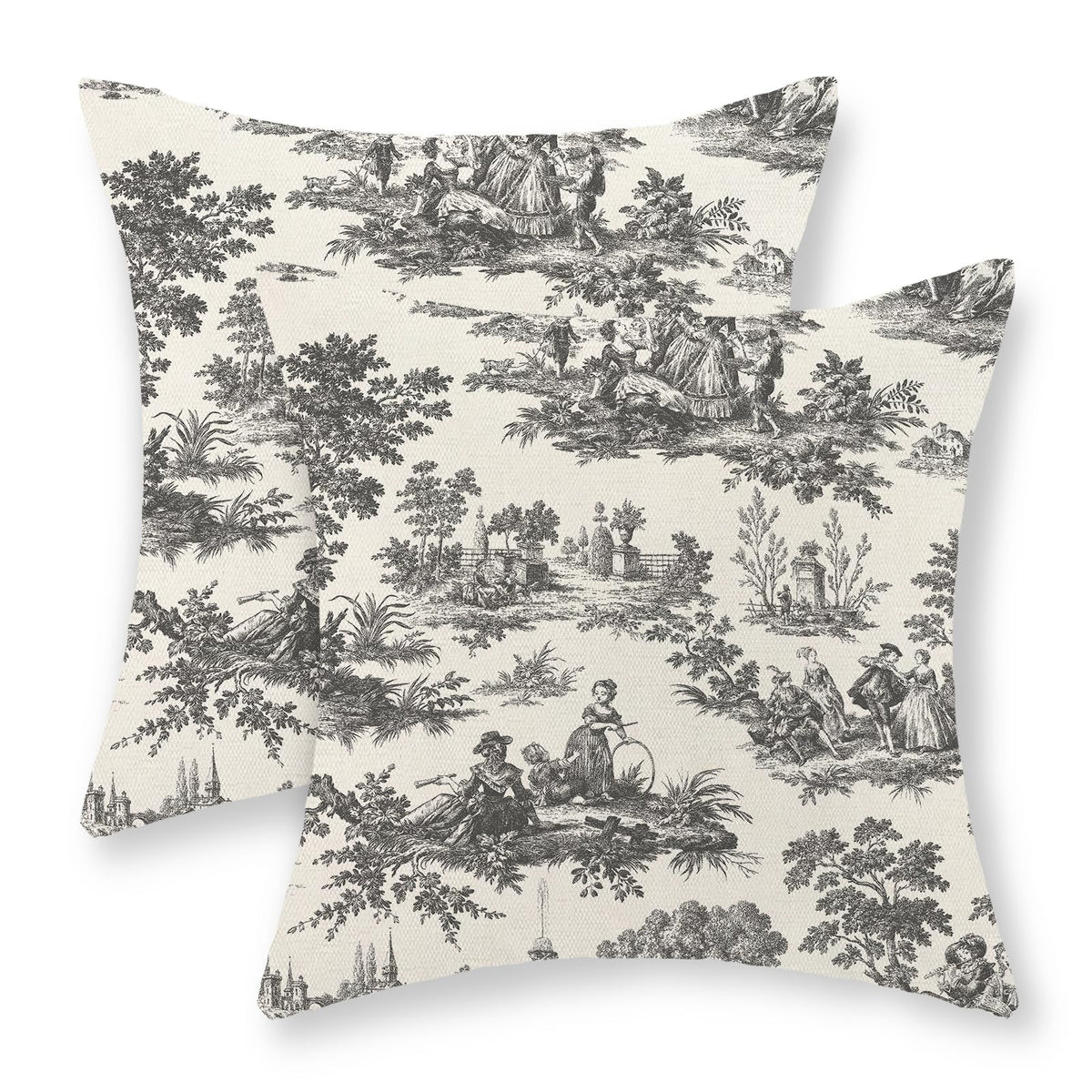 Chinoiserie Pillow Covers 18x18 Set of 2 Blue Green Bird Floral Throw Pillows Vintage Blue Flowers Decorations Outdoor Pillowcase Chinoiserie Decor Farmhouse Linen Cushion Case for Couch Home