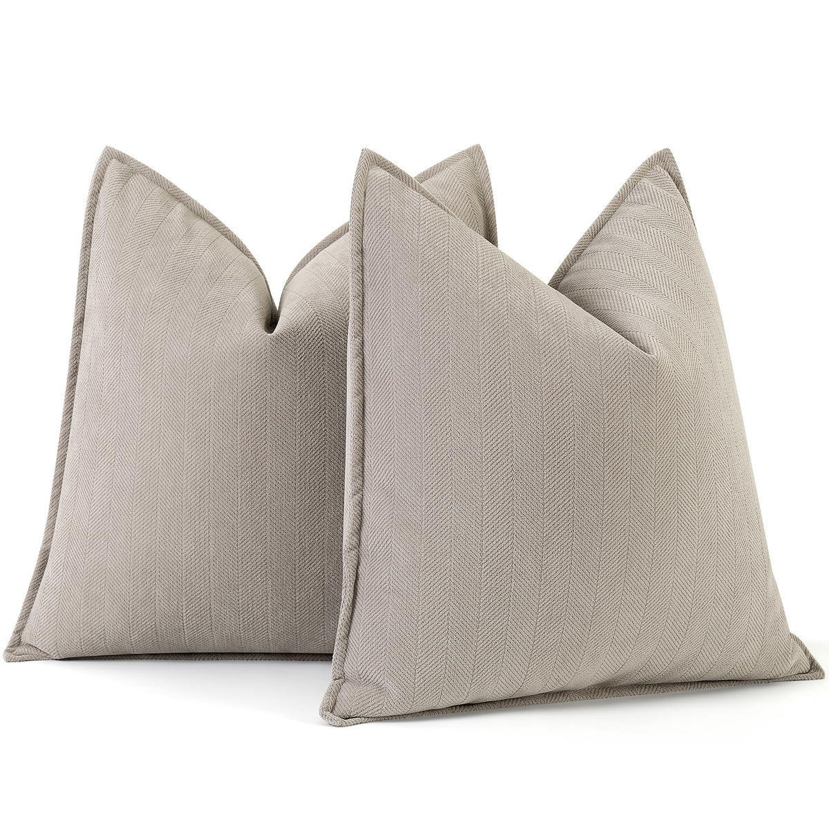 ZWJD Beige Pillow Covers 20x20 Set of 2 Chenille Throw Pillow Covers with Elegant Design Soft and Luxurious Decorative Throw Pillows for Couch, Bed, and Home Decor