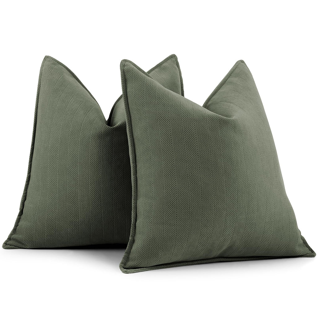 ZWJD Beige Pillow Covers 20x20 Set of 2 Chenille Throw Pillow Covers with Elegant Design Soft and Luxurious Decorative Throw Pillows for Couch, Bed, and Home Decor