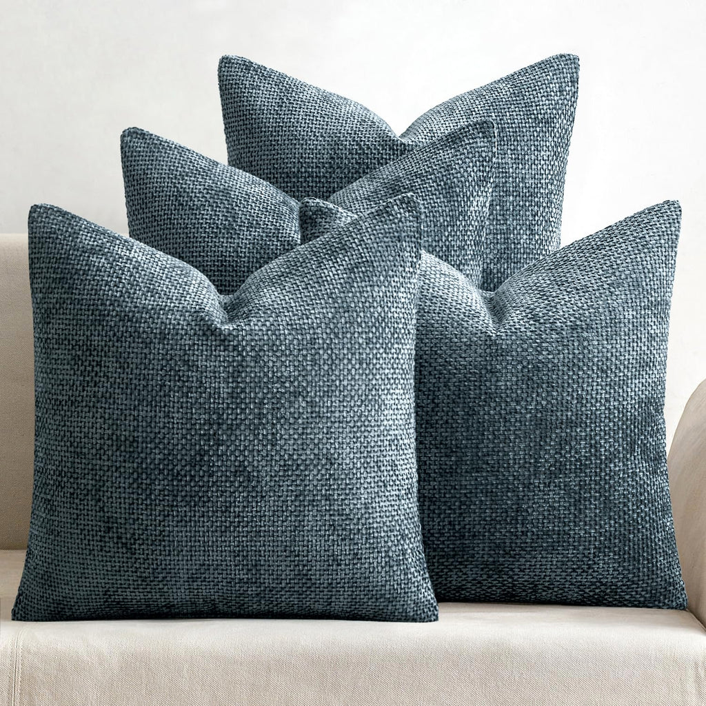 MIULEE Soft Decorative Chenille Pillow Covers Blue Series 18x18 Pack of 4
