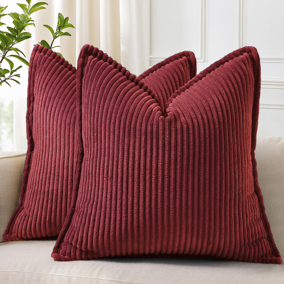 decorUhome Fall Corduroy Navy Blue Throw Pillow Covers 24x24 Set of 2