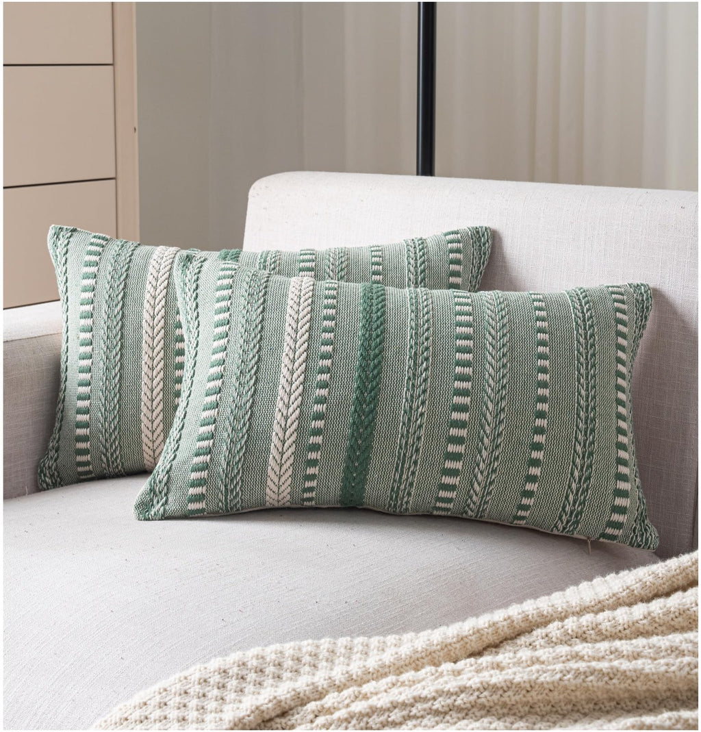 Cethom Boho Throw Pillow Covers 18x18 Inch Set of 2, Farmhouse Decorative Couch Pillow Cases, Navy Blue Accent Pillows of Bed, Sofa Bedroom Living Room Home Decor Cushion Cover