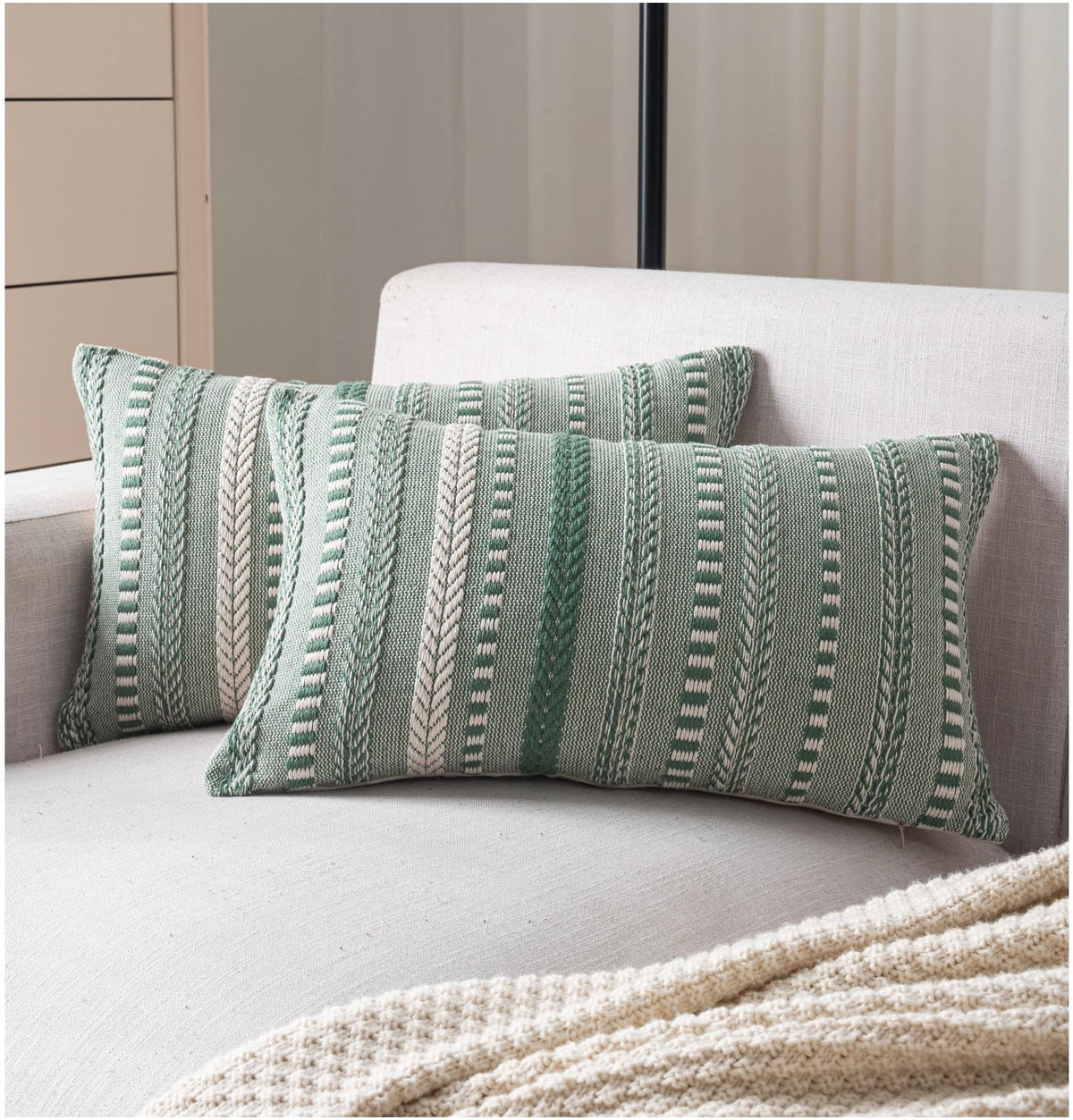 Cethom Boho Throw Pillow Covers 18x18 Inch Set of 2, Farmhouse Decorative Couch Pillow Cases, Navy Blue Accent Pillows of Bed, Sofa Bedroom Living Room Home Decor Cushion Cover