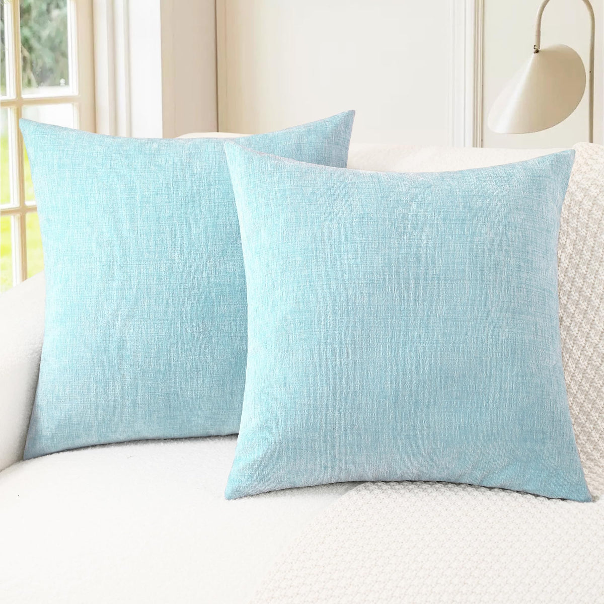 CaliTime Decorative Couch Throw Pillow Covers 18 X 18 Inches Medium Grey