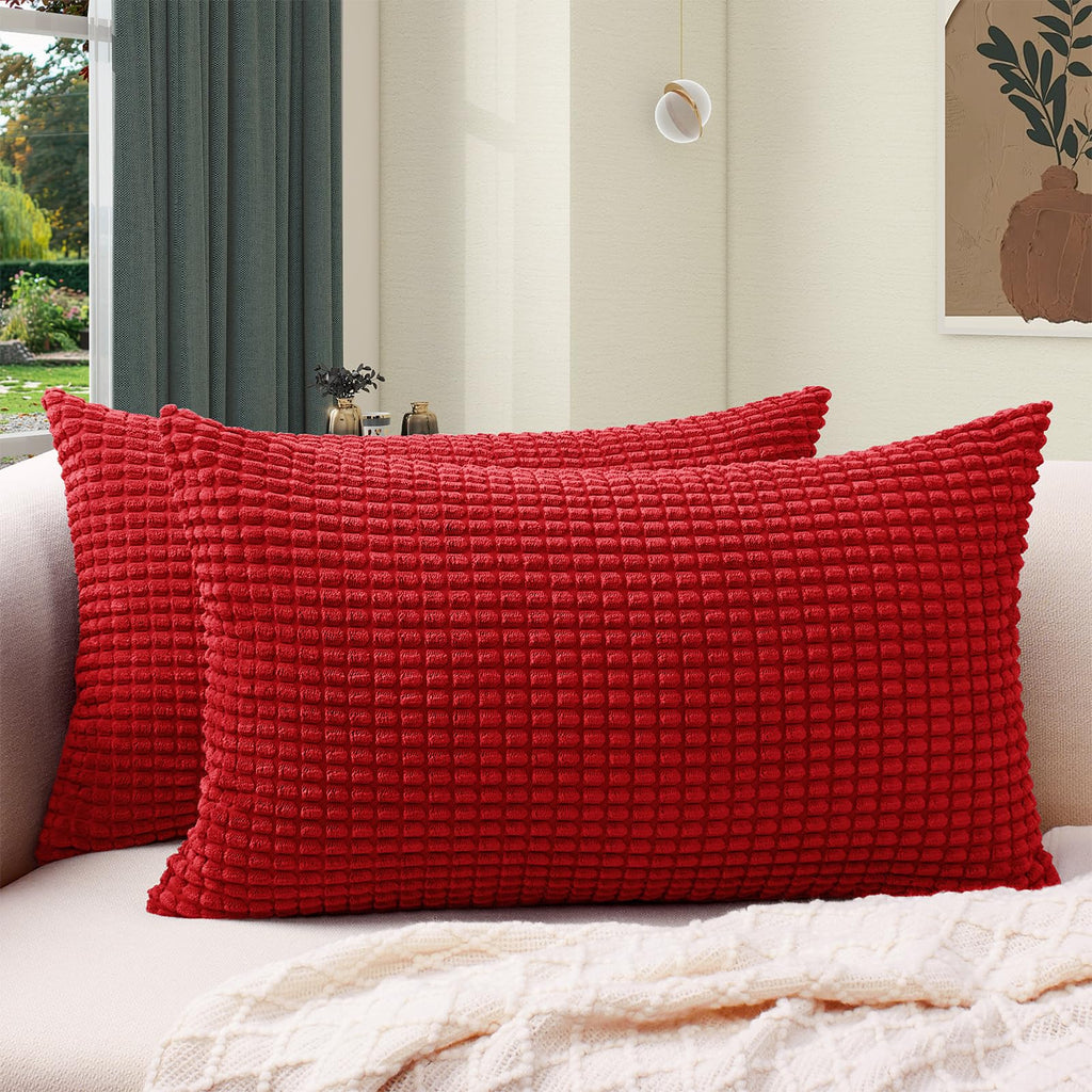 Softalker Corduroy Decorative Throw Pillow Covers 18x18, Set of 2, Beige
