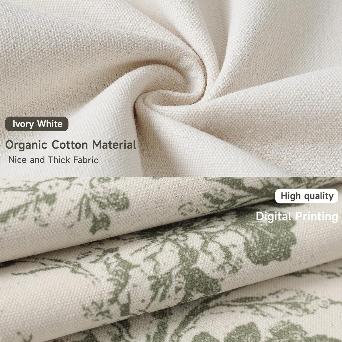Buenohuas Farmhouse Decorative Pillow Covers 18x18 Set of 2, Vintage Botanical Floral Patterned Cushion Covers for Sofa Couch Chair Bed Living Room Home Decor Accents, Olive Green