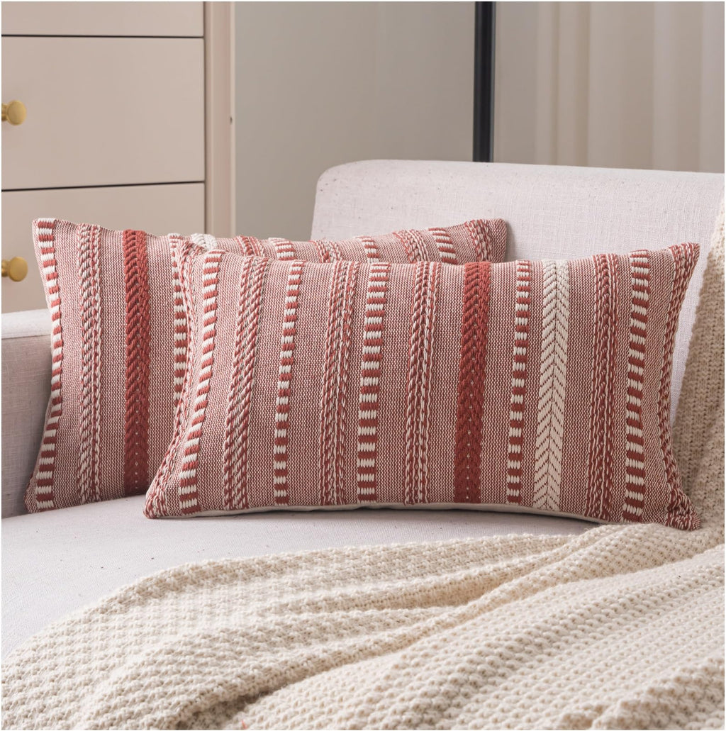 Cethom Boho Throw Pillow Covers 18x18 Inch Set of 2, Farmhouse Decorative Couch Pillow Cases, Navy Blue Accent Pillows of Bed, Sofa Bedroom Living Room Home Decor Cushion Cover