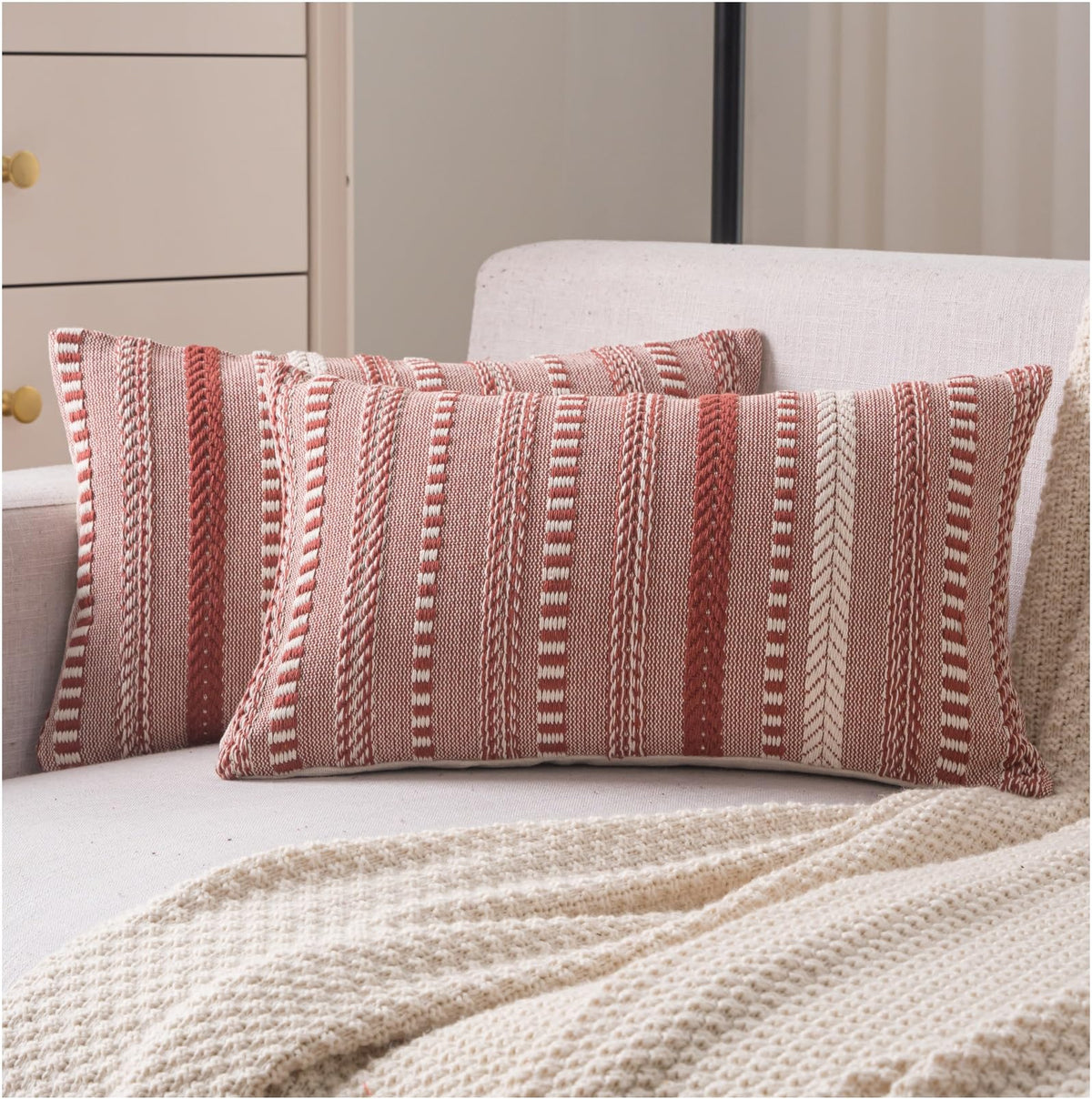 Cethom Boho Throw Pillow Covers 18x18 Inch Set of 2, Farmhouse Decorative Couch Pillow Cases, Navy Blue Accent Pillows of Bed, Sofa Bedroom Living Room Home Decor Cushion Cover