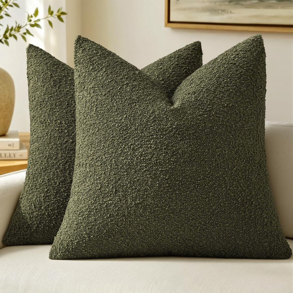 MIULEE 20x20 Decorative Boucle Couch Pillow Covers Beige