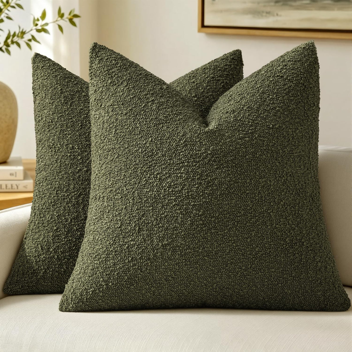 MIULEE 20x20 Decorative Boucle Couch Pillow Covers Beige