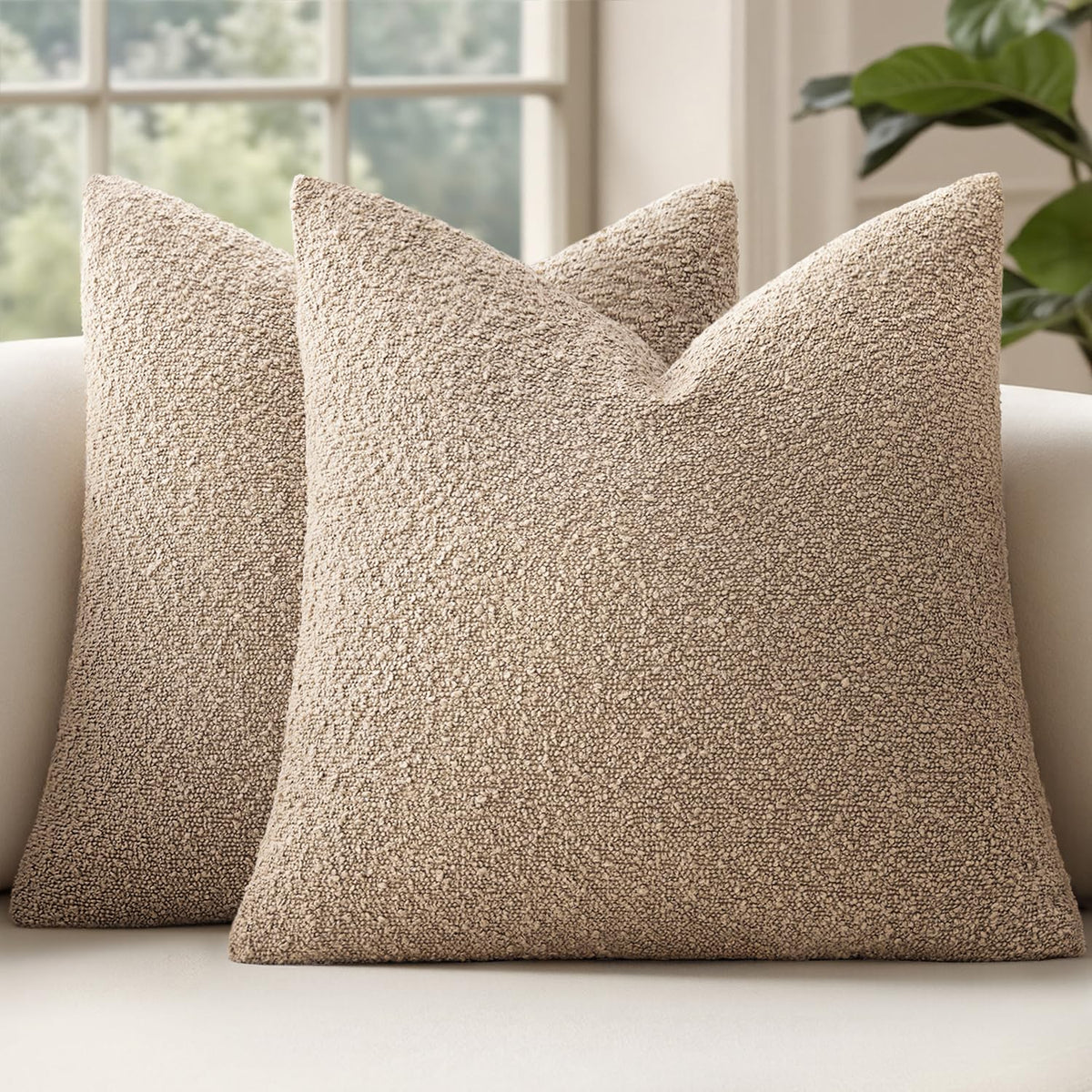 MIULEE 20x20 Decorative Boucle Couch Pillow Covers Beige