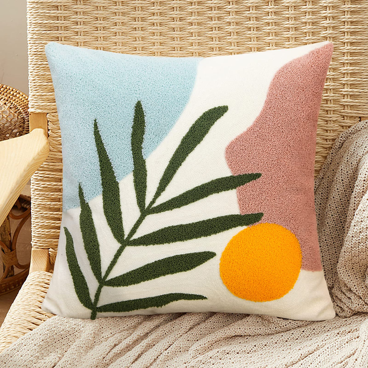 Merrycolor Boho Lumbar Throw Pillow Covers 12x20 Tufted Abstract Mid Century Modern Pillowcases Bohemian Aesthetic Decorative Pillows for Couch Bed Sofa Living Room (1PC,Green and Black)