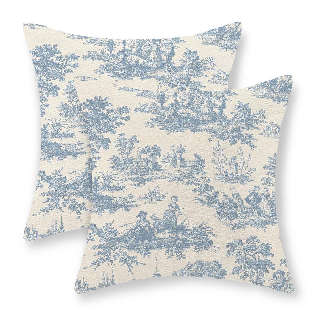 Chinoiserie Pillow Covers 18x18 Set of 2 Blue Green Bird Floral Throw Pillows Vintage Blue Flowers Decorations Outdoor Pillowcase Chinoiserie Decor Farmhouse Linen Cushion Case for Couch Home