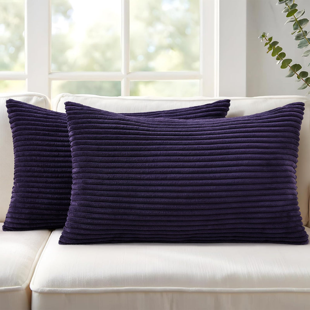 Mecatny Corduroy Fall Decorative Throw Pillow Covers 18x18 Set of 2 Khaki