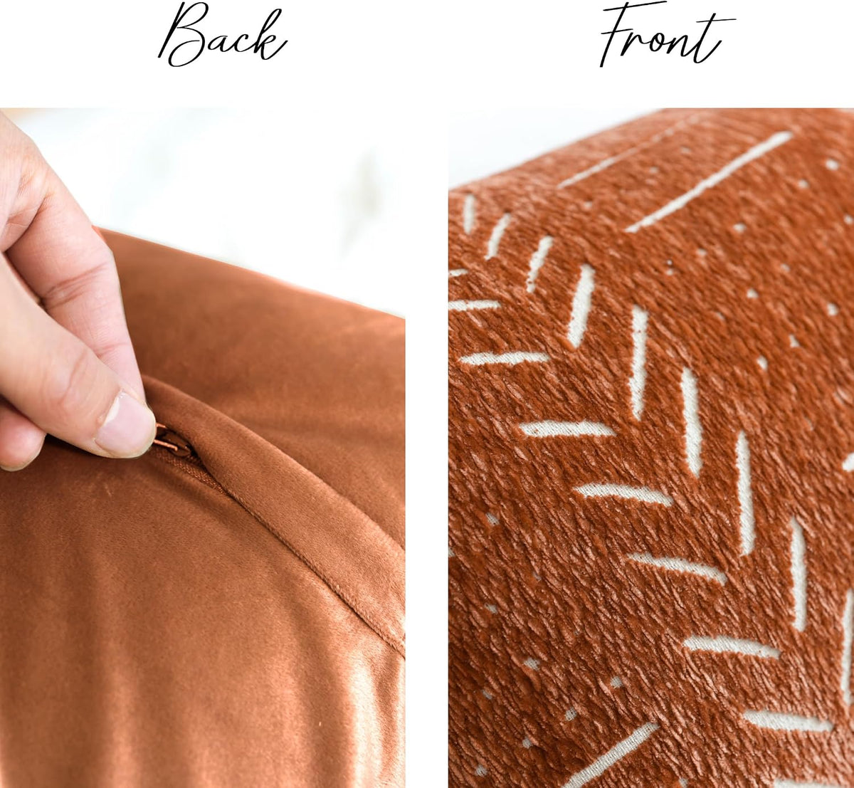 BlissBlush Decorative Lumbar Throw Pillow Covers 12X20 Set of 2, Brick Red Rust Boho Farmhouse Cushion Cover, Soft Accent Pillowcase for Couch Sofa Bed Living Room Home Décor