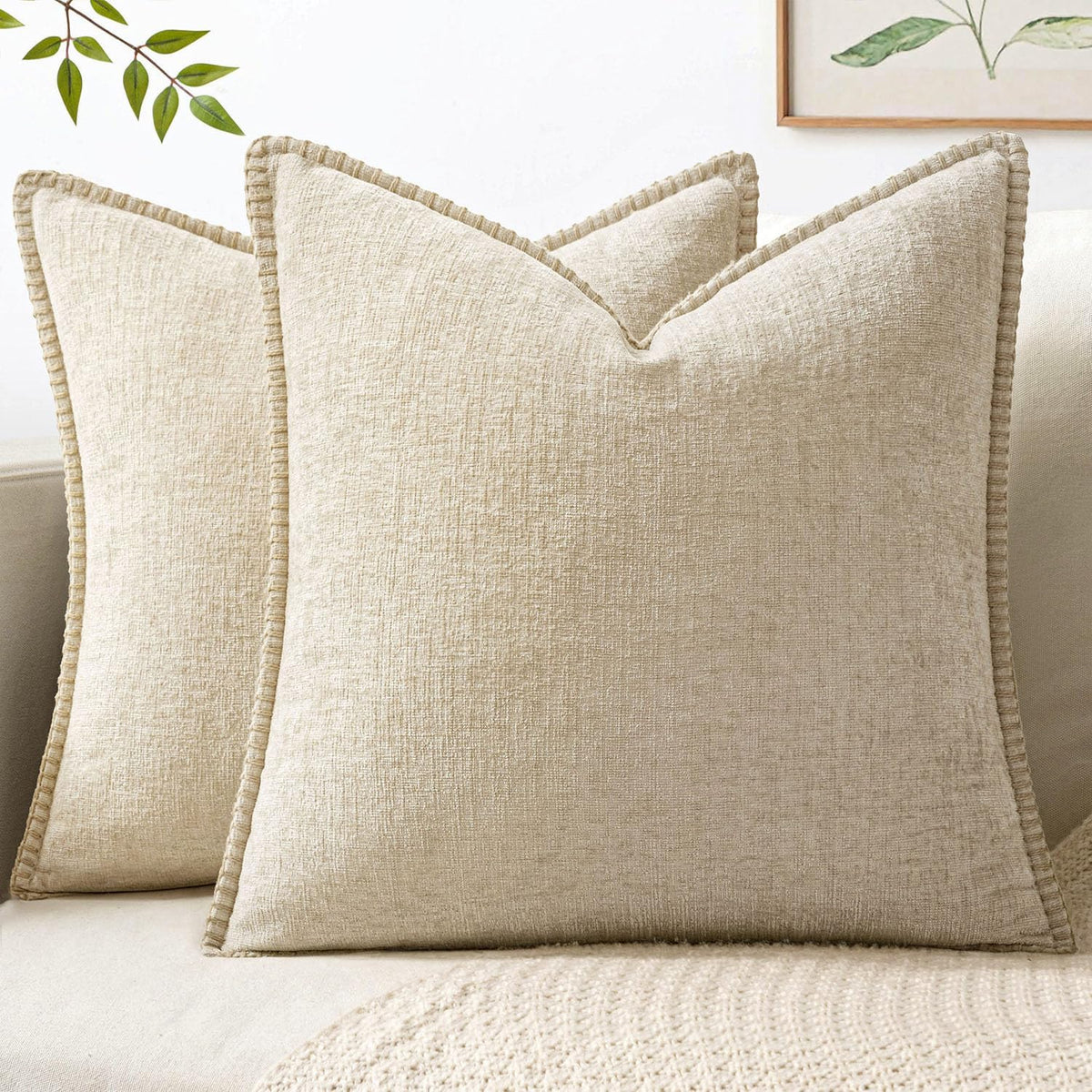 MIULEE Decorative Couch Throw Pillow Covers 18x18 Inch Sage Green 2 Pack