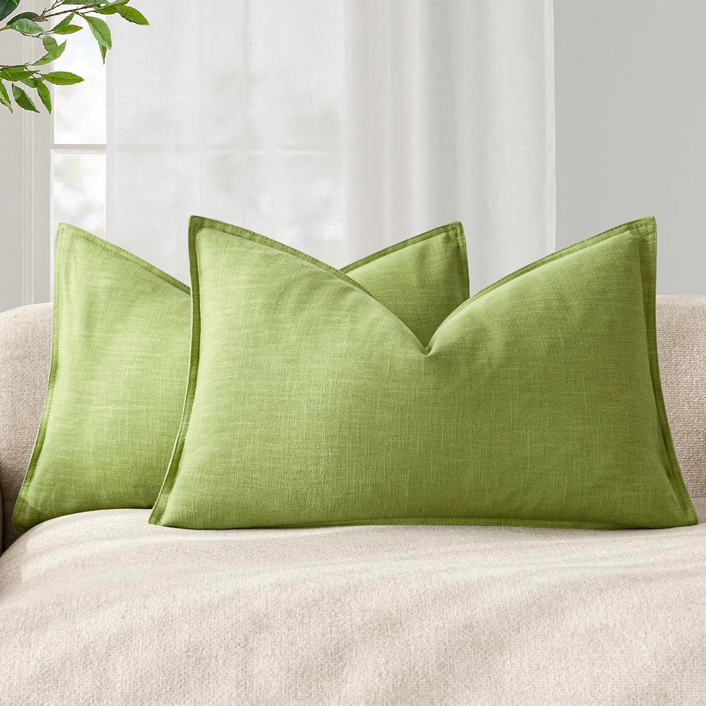Foindtower Linen Solid Decorative Throw Pillow Covers 20x20 Natural Beige