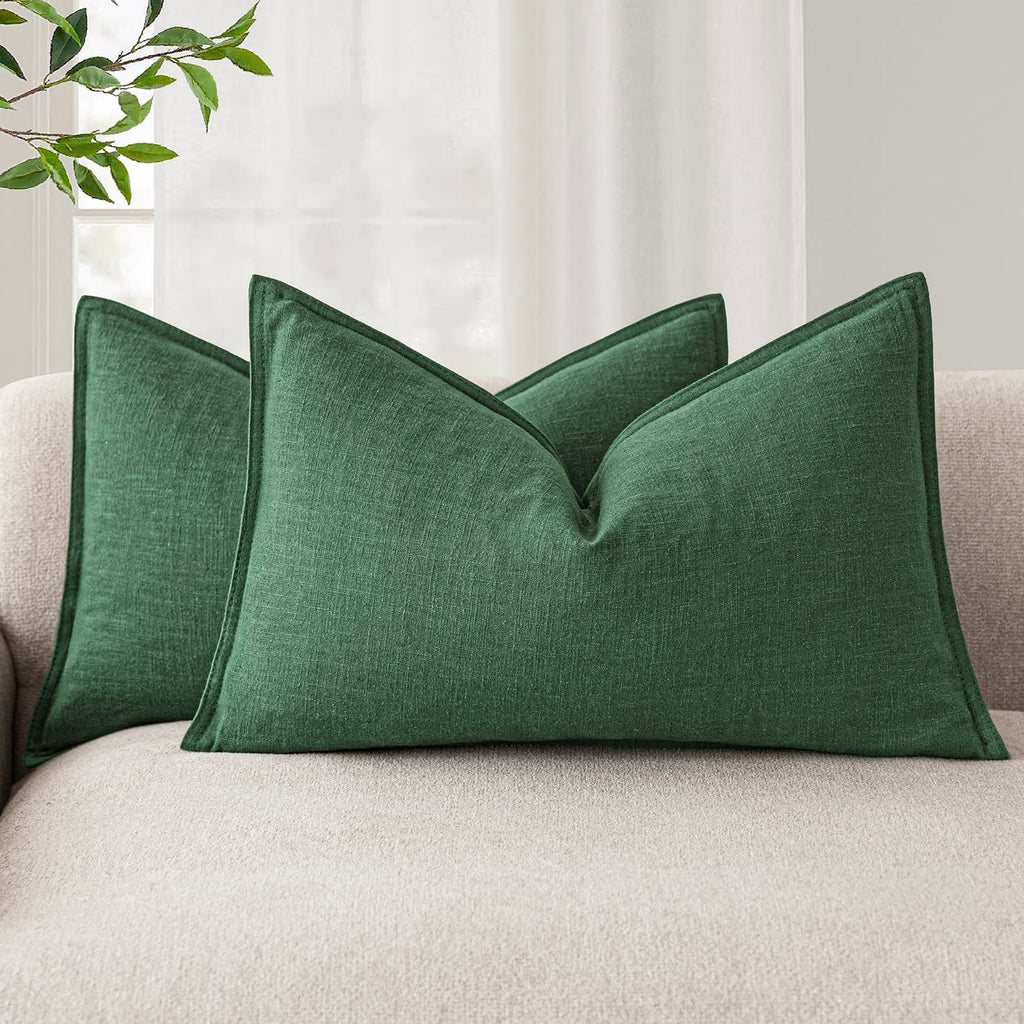 Foindtower Linen Solid Decorative Throw Pillow Covers 20x20 Natural Beige