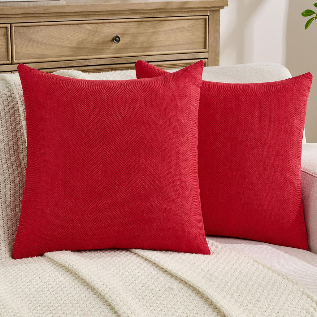 FUTEI Pack of 2 Chenille Throw Pillow Covers 18x18 Inch, Black
