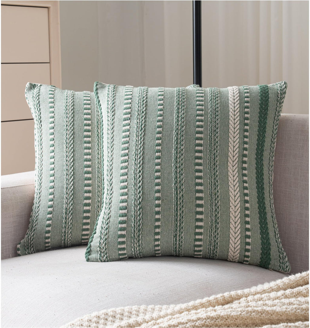 Cethom Boho Throw Pillow Covers 18x18 Inch Set of 2, Farmhouse Decorative Couch Pillow Cases, Navy Blue Accent Pillows of Bed, Sofa Bedroom Living Room Home Decor Cushion Cover