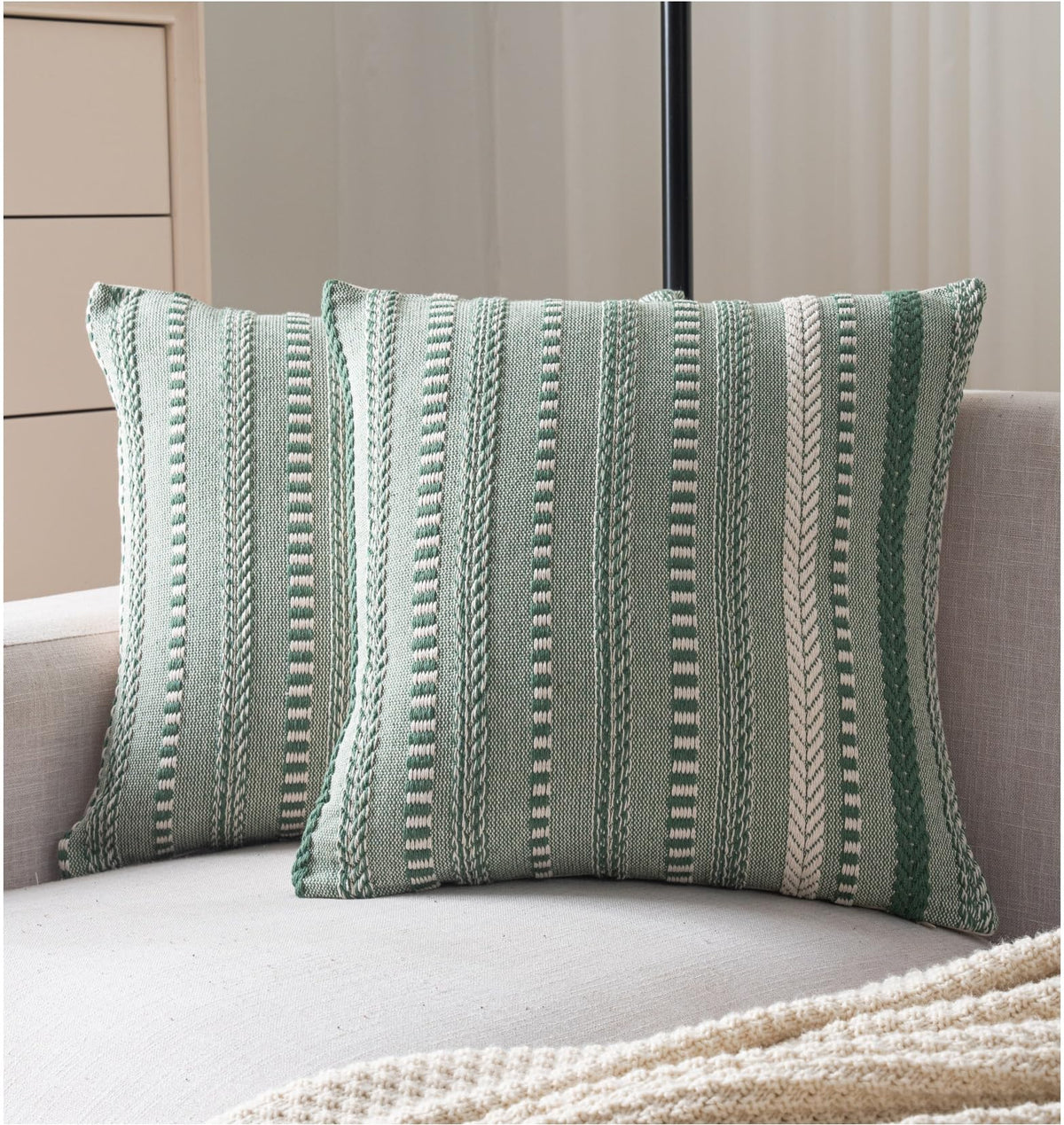 Cethom Boho Throw Pillow Covers 18x18 Inch Set of 2, Farmhouse Decorative Couch Pillow Cases, Navy Blue Accent Pillows of Bed, Sofa Bedroom Living Room Home Decor Cushion Cover