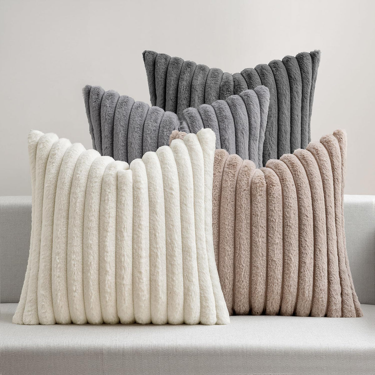 MIULEE Faux Fur Plush Decorative Throw Pillow Covers 18x18, Navy Blue