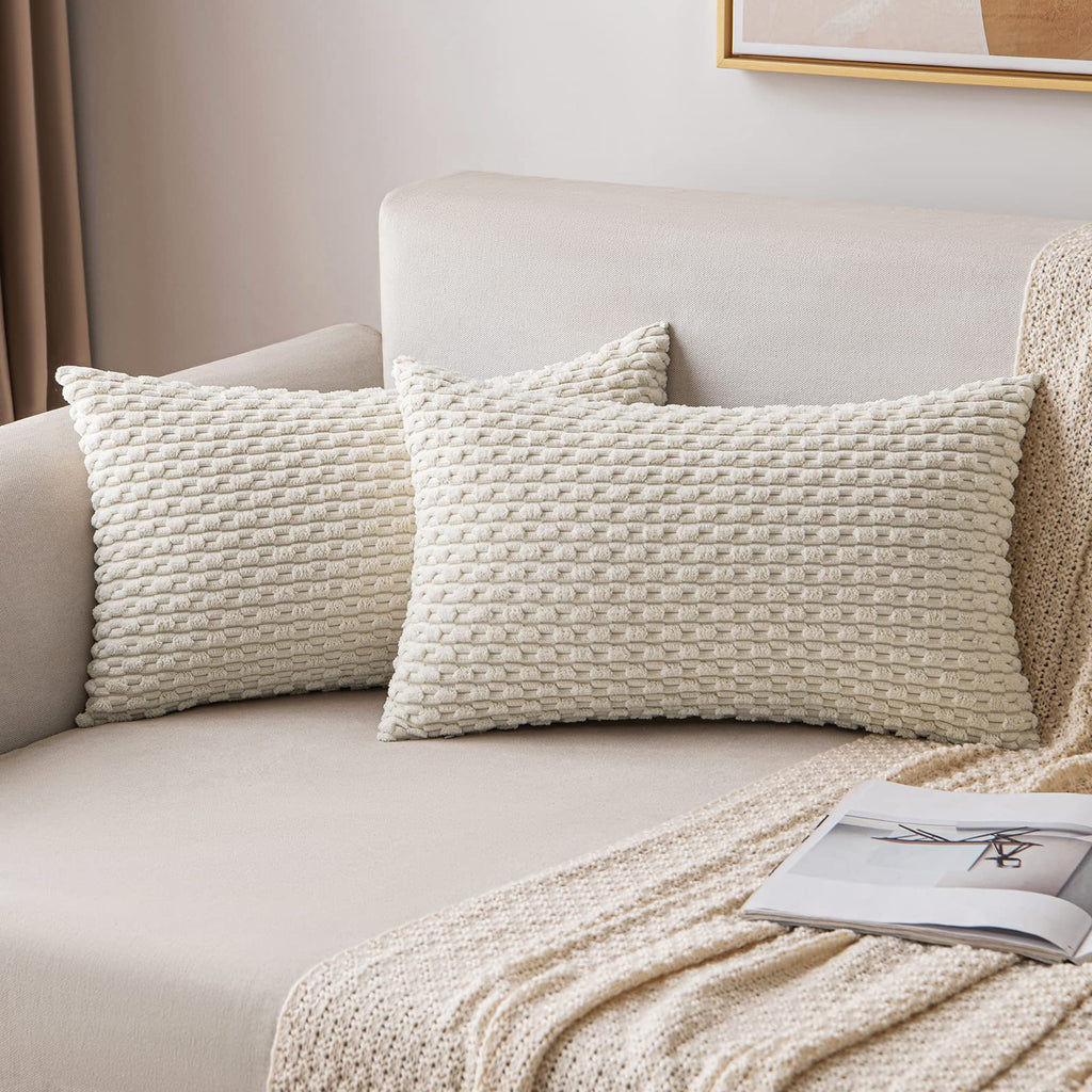 MIULEE Decorative Throw Pillow Covers 18x18 Sage Green Textured Corduroy
