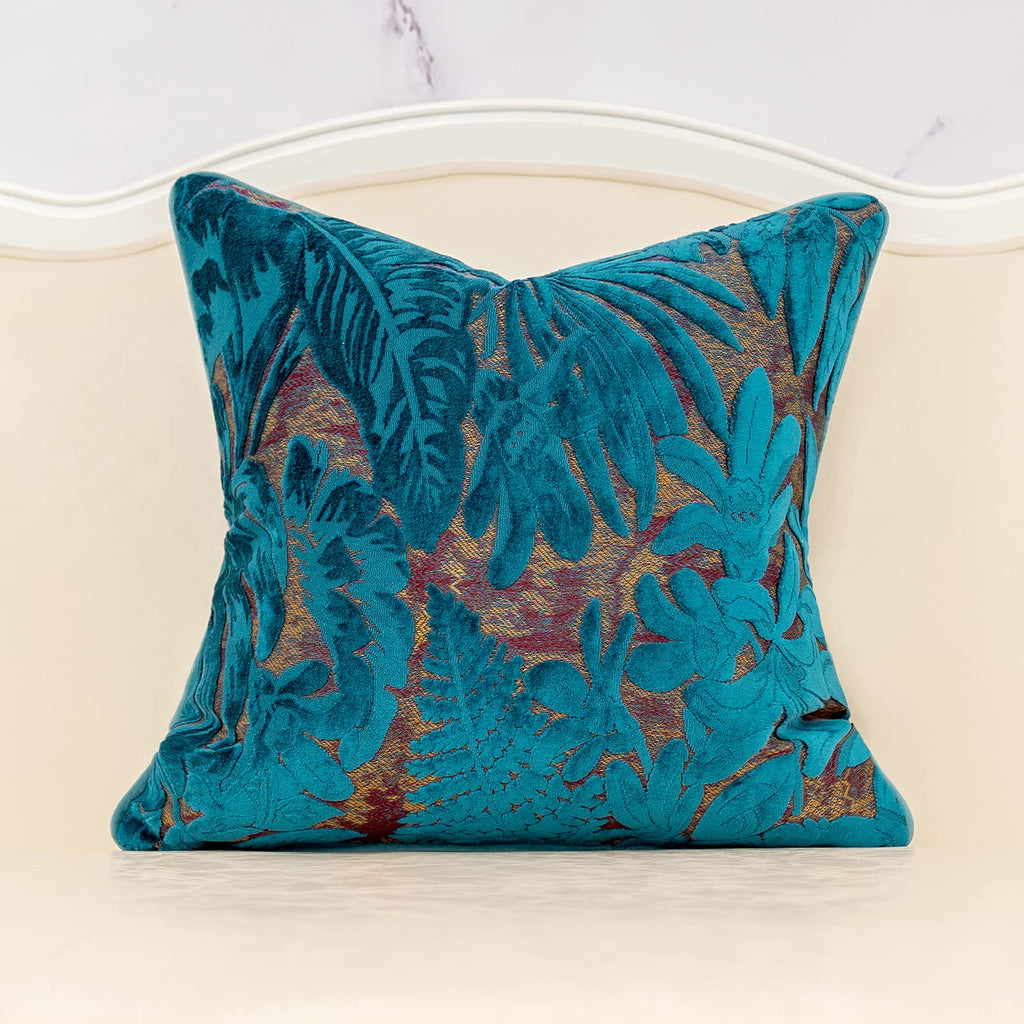 Alerfa 12 x 20 Inch Light Blue Rectangle Maple Leaf Pillow Embroidery Cut Velvet Cushion Case Luxury Modern Lumbar Throw Pillow Cover Decorative Pillow for Couch Sofa Living Room Bedroom Car