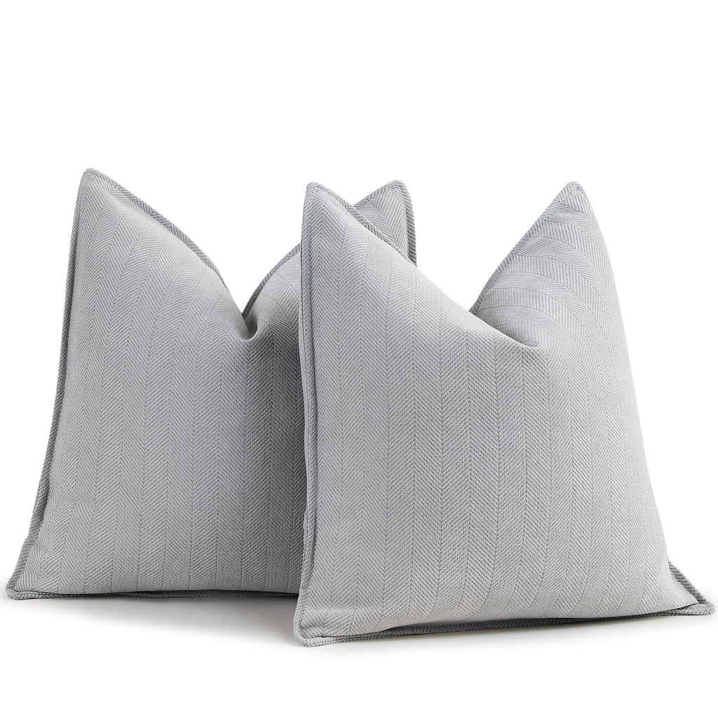 ZWJD Beige Pillow Covers 20x20 Set of 2 Chenille Throw Pillow Covers with Elegant Design Soft and Luxurious Decorative Throw Pillows for Couch, Bed, and Home Decor