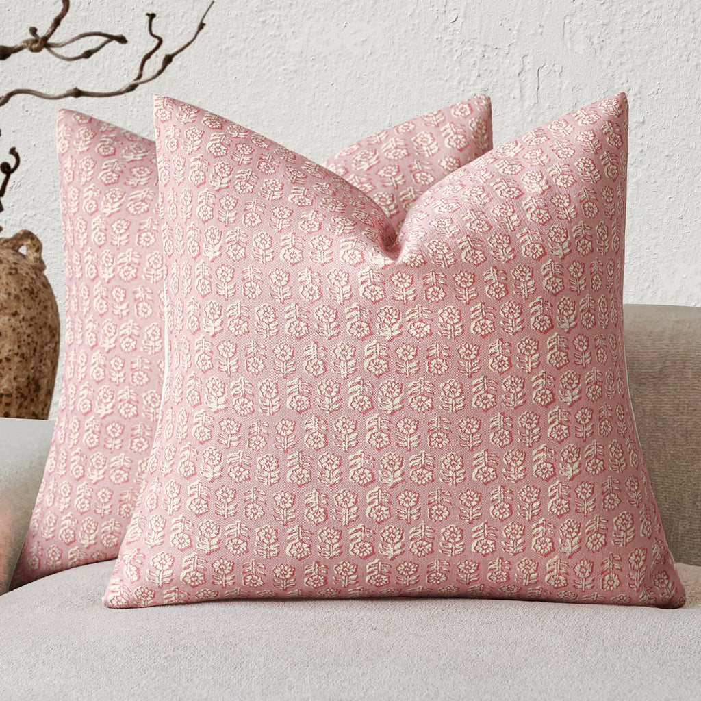 Foindtower Decorative Floral Print Throw Pillow Covers 20×20 Inch,Tan Taupe