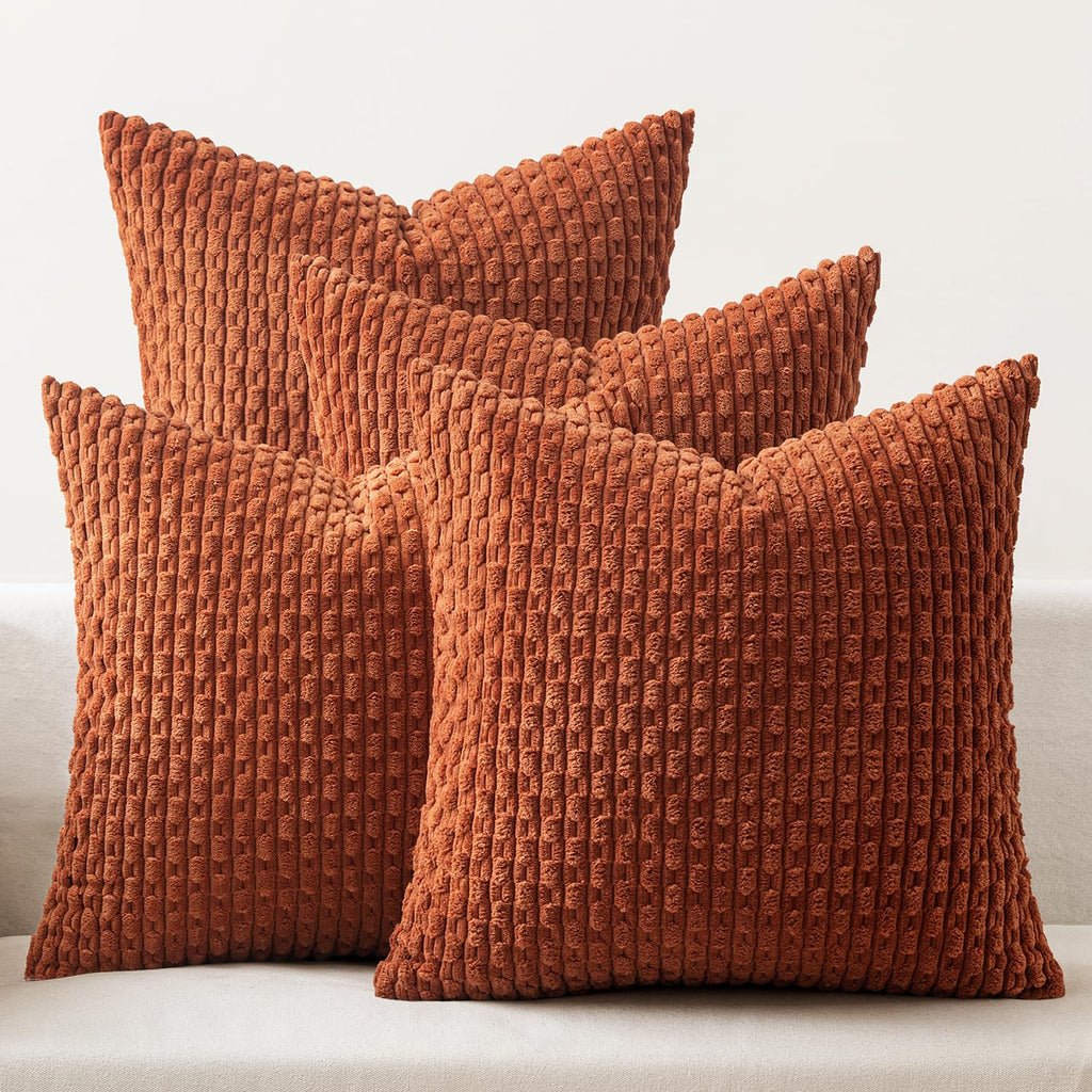 MIULEE Fall Burnt Orange Decorative Throw Pillow Covers 18x18 Set of 4
