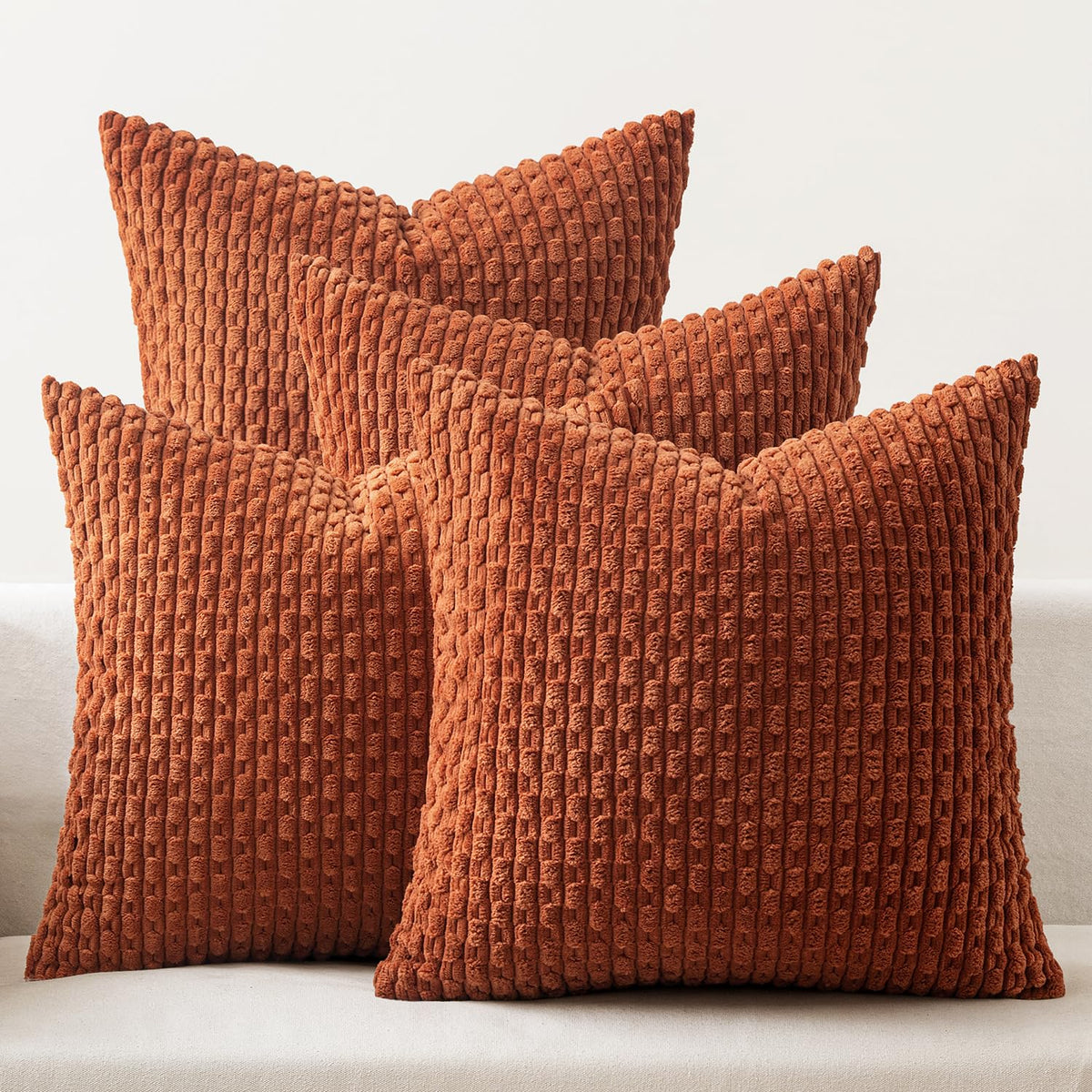 MIULEE Fall Burnt Orange Decorative Throw Pillow Covers 18x18 Set of 4