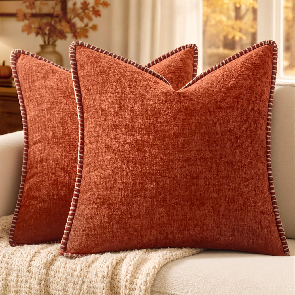 MIULEE Fall Decorative Couch Throw Pillow Covers 18x18 Inch Burnt Orange