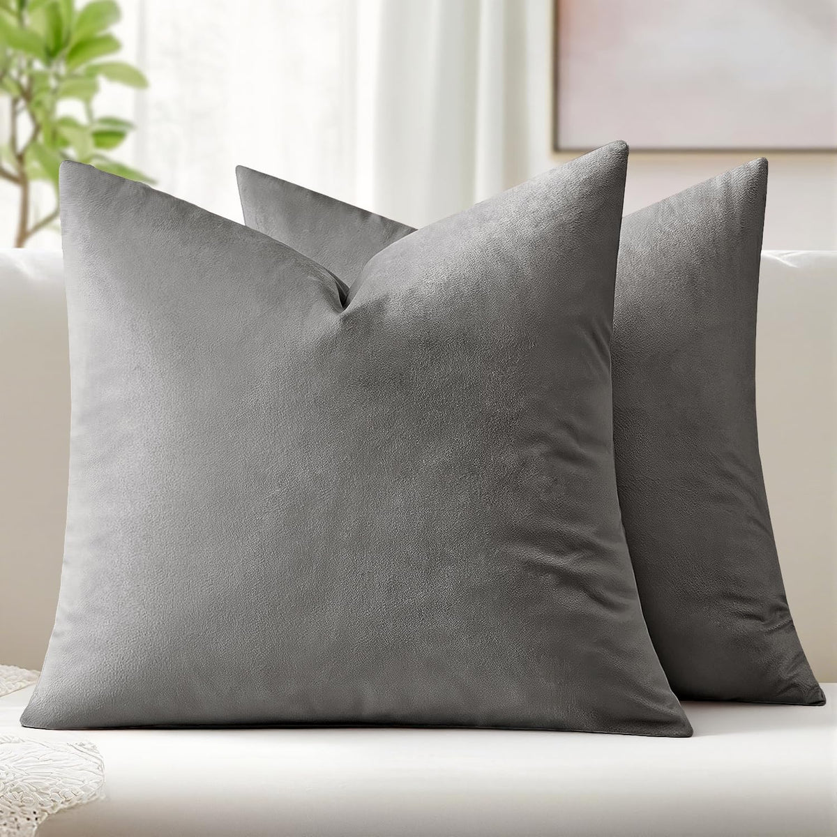 MIULEE Velvet Fall Throw Pillow Covers 20x20 Inch Pack of 2 Burnt Orange