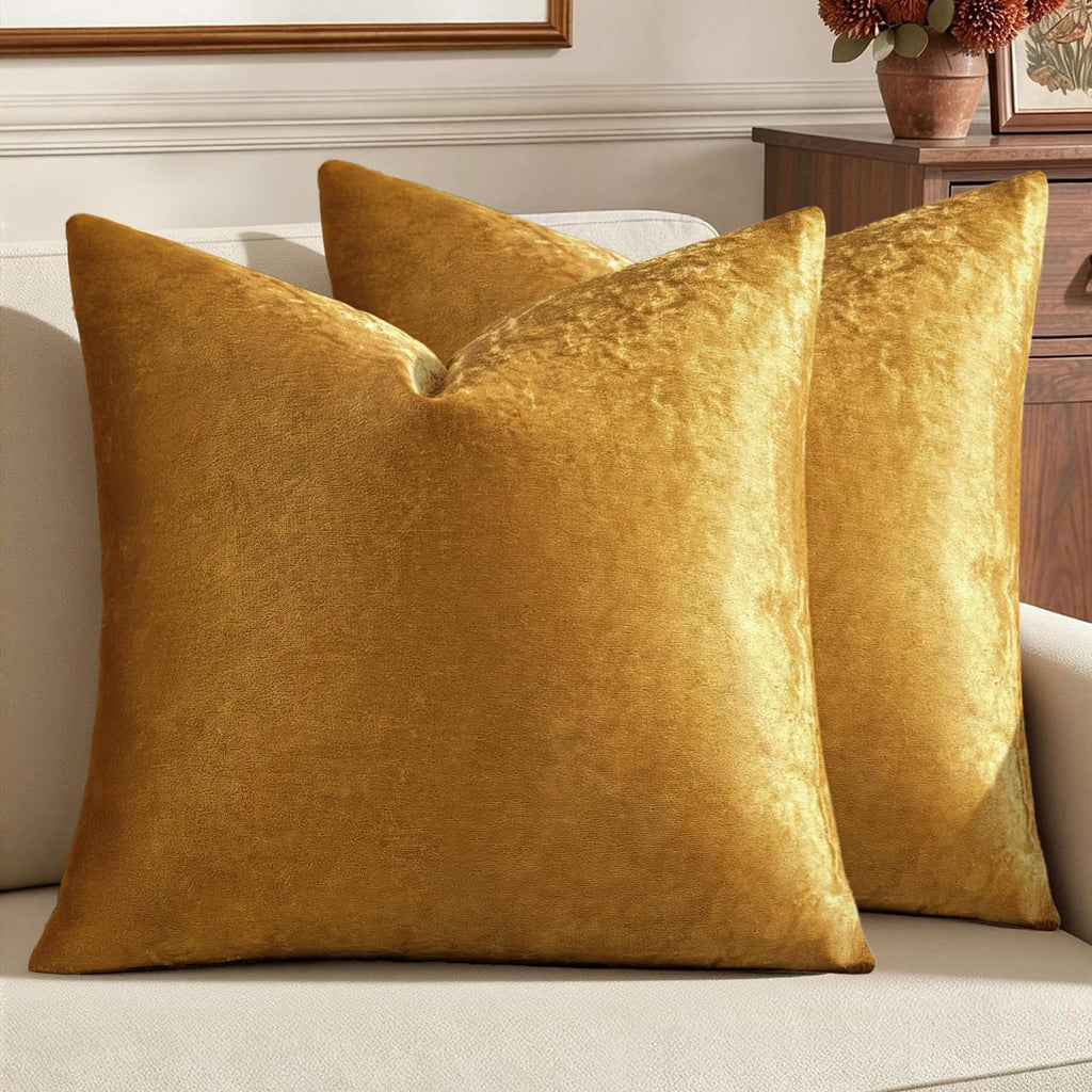 MIULEE Velvet Fall Throw Pillow Covers 20x20 Inch Pack of 2 Burnt Orange
