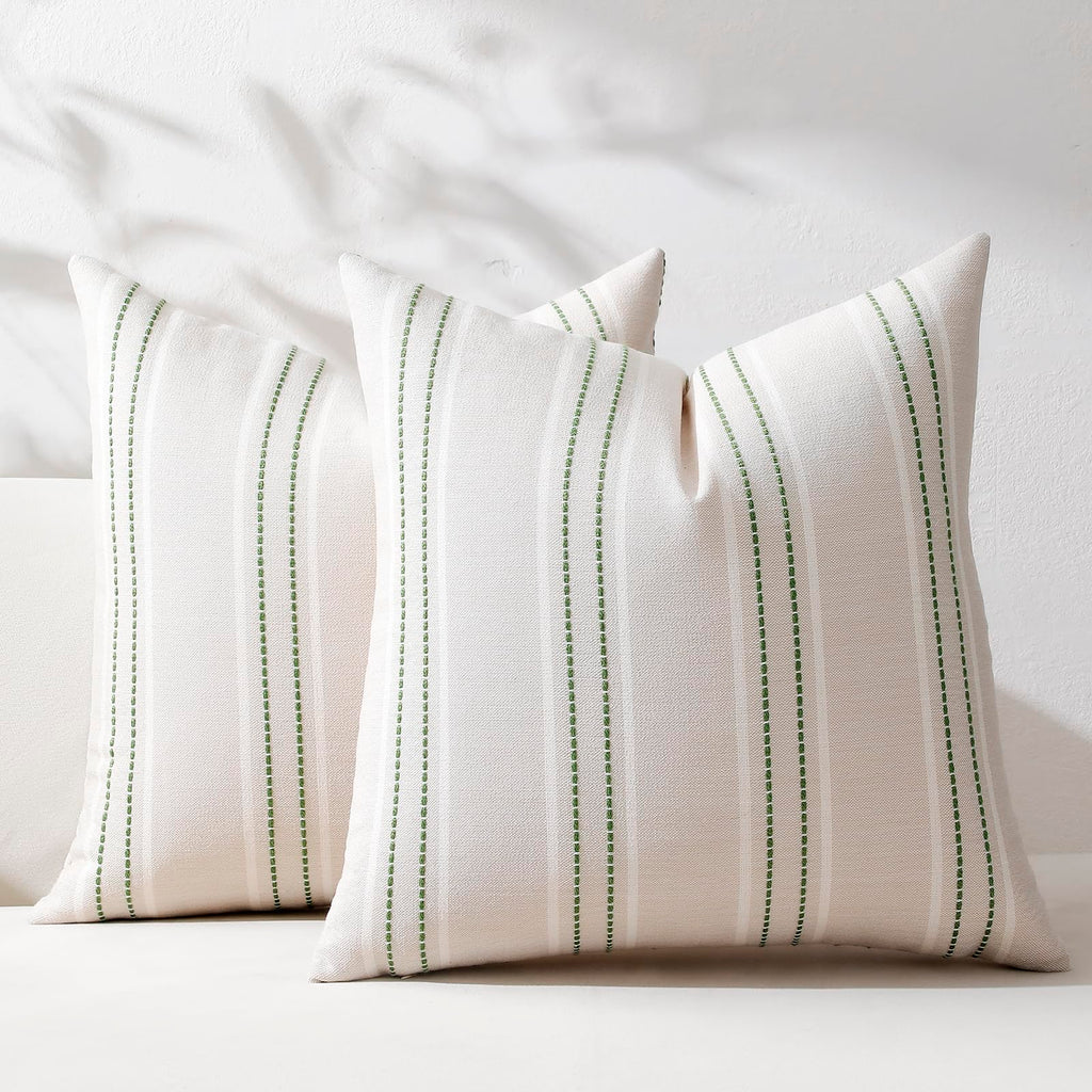 Hckot Decorative Throw Pillow Covers 20x20 Set of 2 Striped Pillow Covers