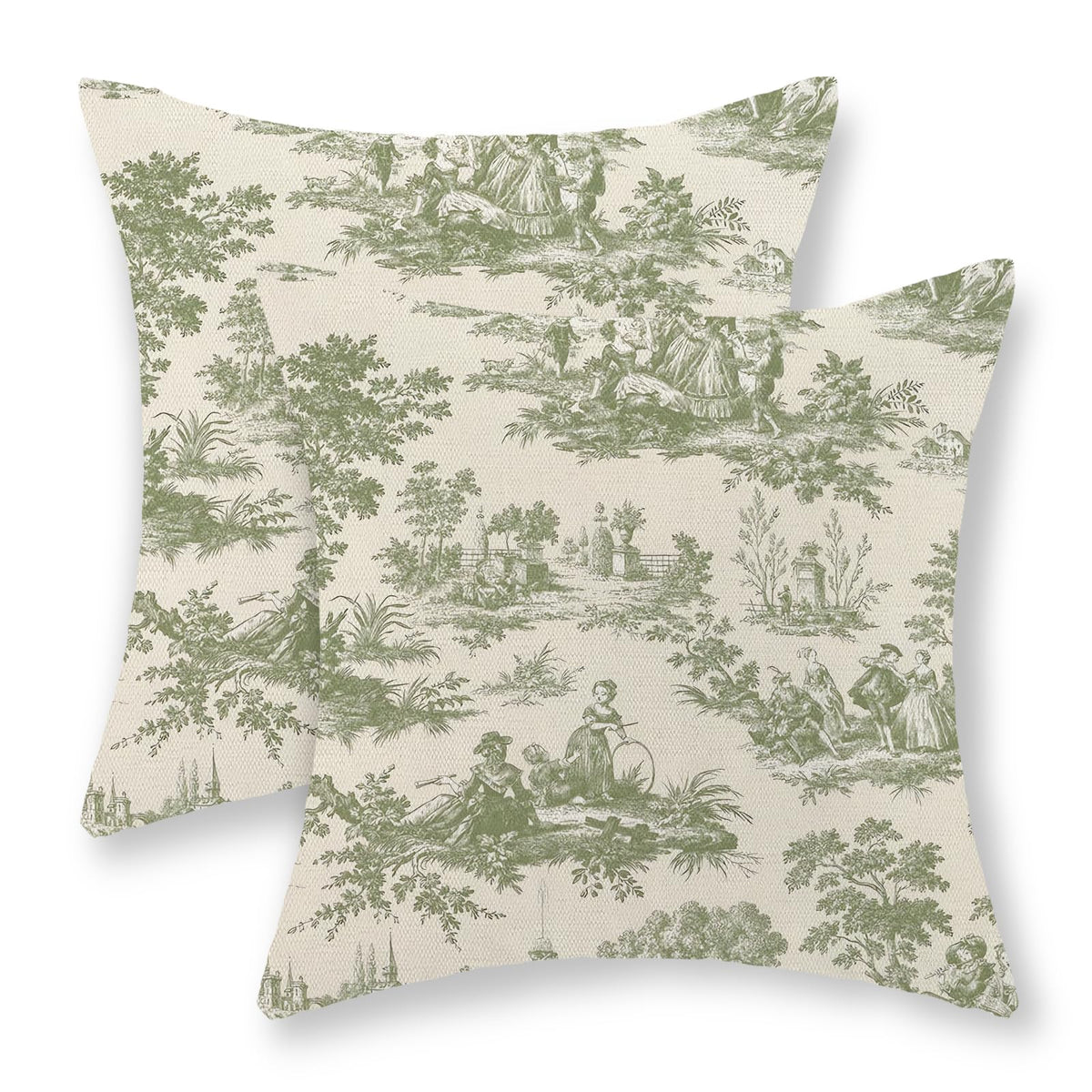 Chinoiserie Pillow Covers 18x18 Set of 2 Blue Green Bird Floral Throw Pillows Vintage Blue Flowers Decorations Outdoor Pillowcase Chinoiserie Decor Farmhouse Linen Cushion Case for Couch Home