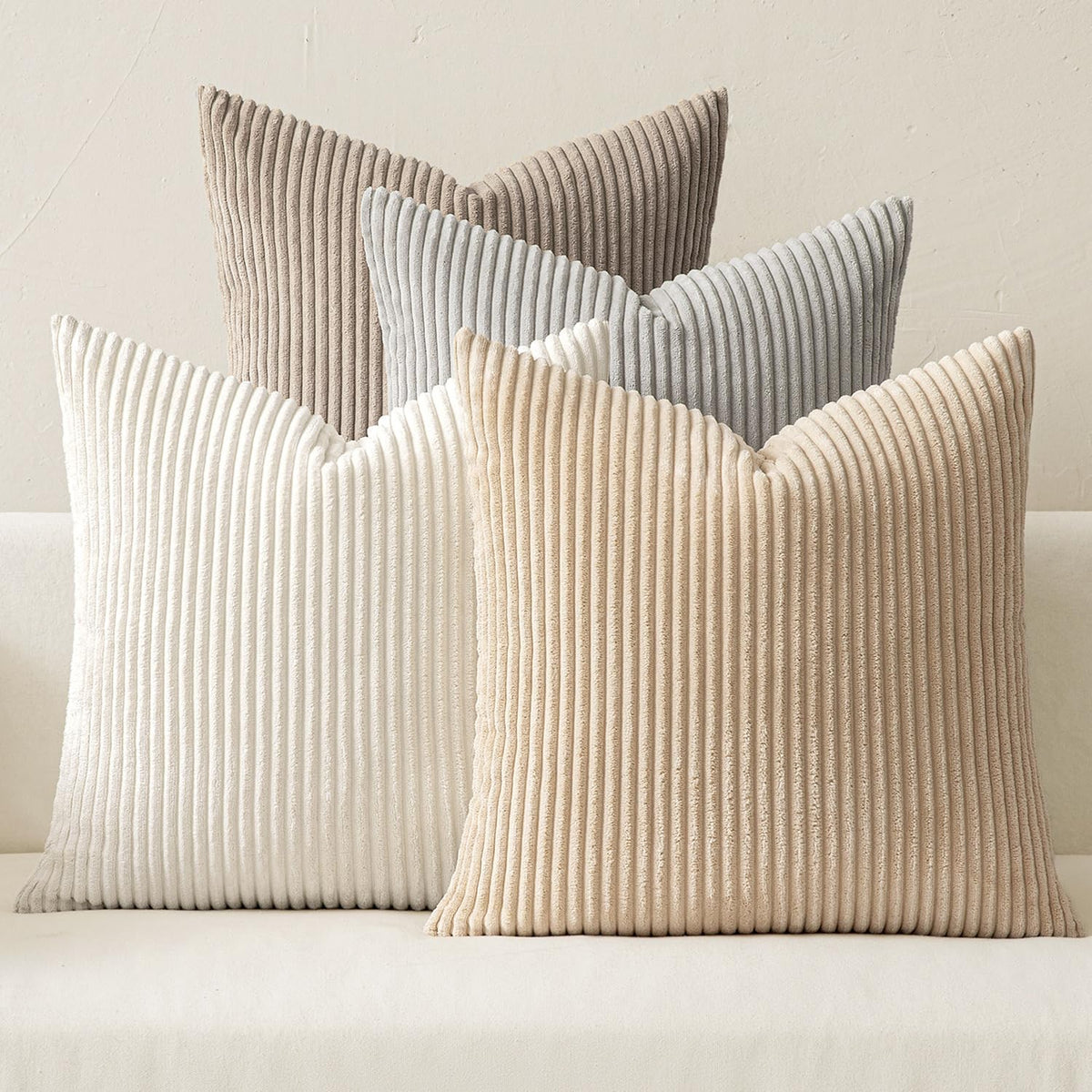 MIULEE Soft Corduroy Decorative Throw Pillow Covers Orange Teal 18x18