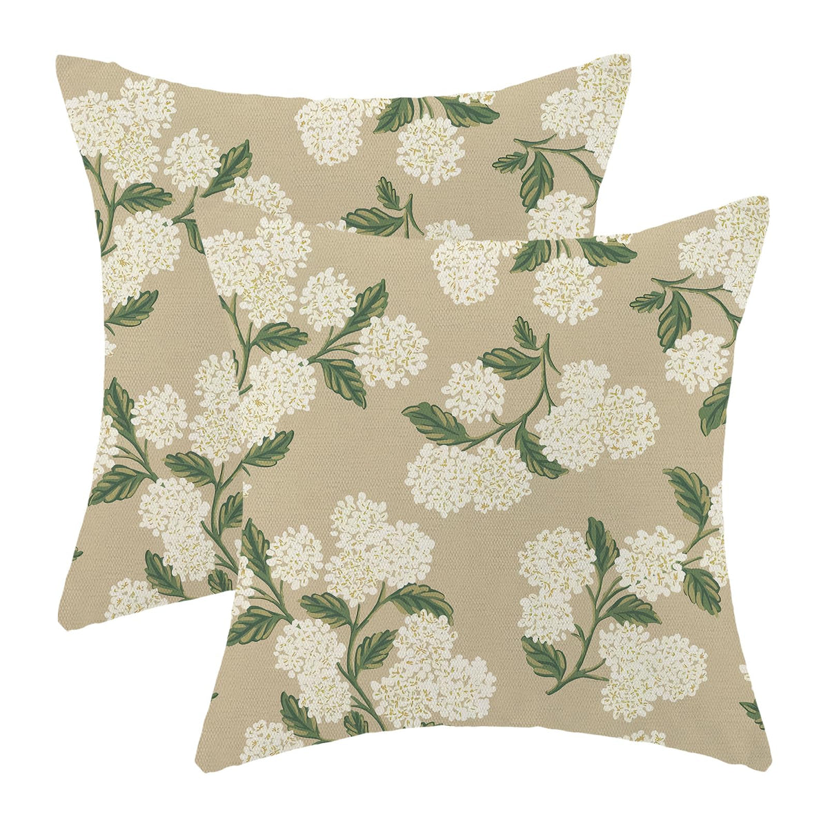 Spring Sage Green Wild Flower Pillow Covers 18x18 Set of 2