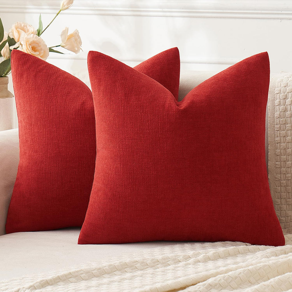 MIULEE Olive Green Chenille Couch Throw Pillow Covers, 18x18
