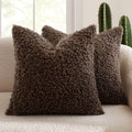 MIULEE Decorative Faux Fur Pillow Covers Sherpa 18x18 Chocolate